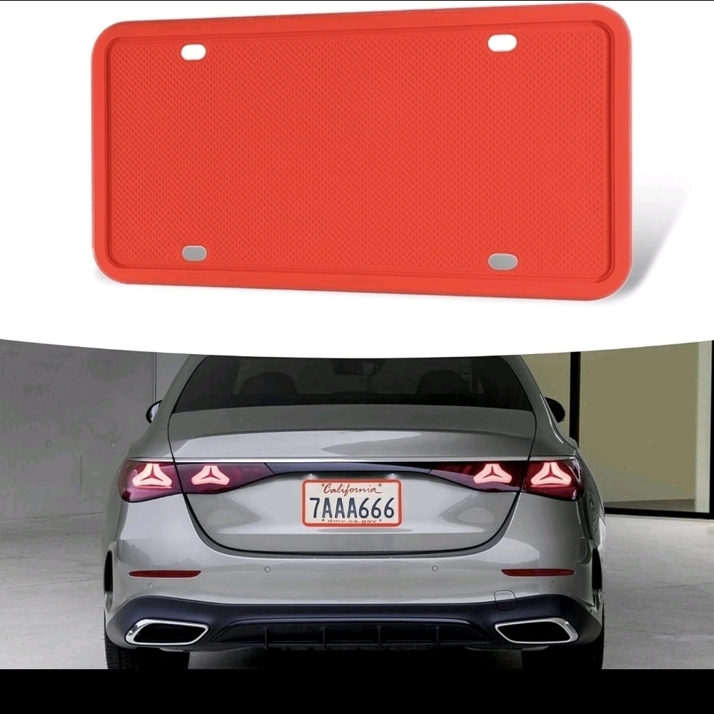 2 RED Silicone License Plate Frame Covers Rubber License Support Holder